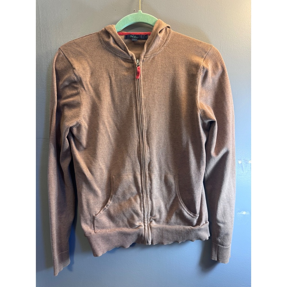 Boden Kids Brown Knit Zip Up Hoodie Sweater Size 14 WK362
